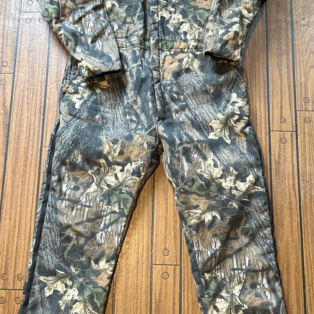 Vintage Wolf Mountain Mossy Oak Camo Insulated Coveralls Mens Large Made In USA